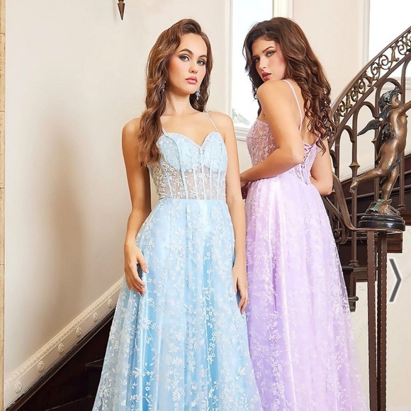 Floral Embroidered Corset A-line Gown by Adora 3095 Size XL - Picture 3 of 6